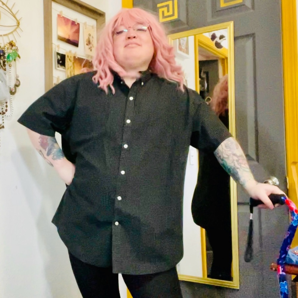 Men's Black Short Sleeve Button Up Shirt